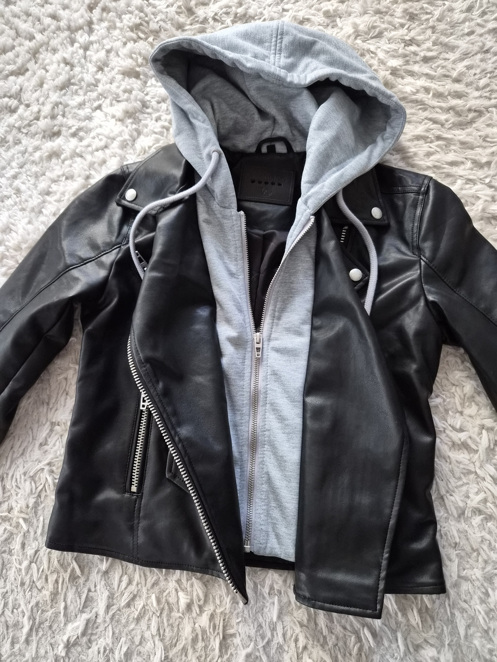 [BLANKNYC] Black Faux Leather Hooded Moto Jacket - Size XS - Picture 12 of 16